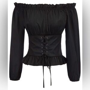 SCARLET DARKNESS Renaissance Peasant Off the Shoulder Top